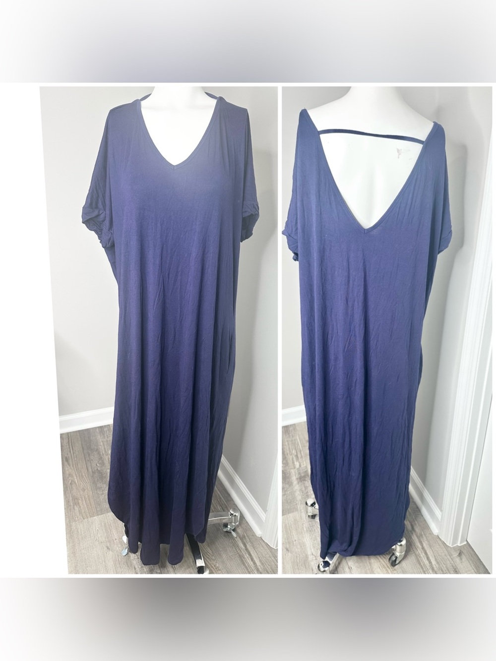 Annabelle Navy V-Neck Maxi Dress/ large